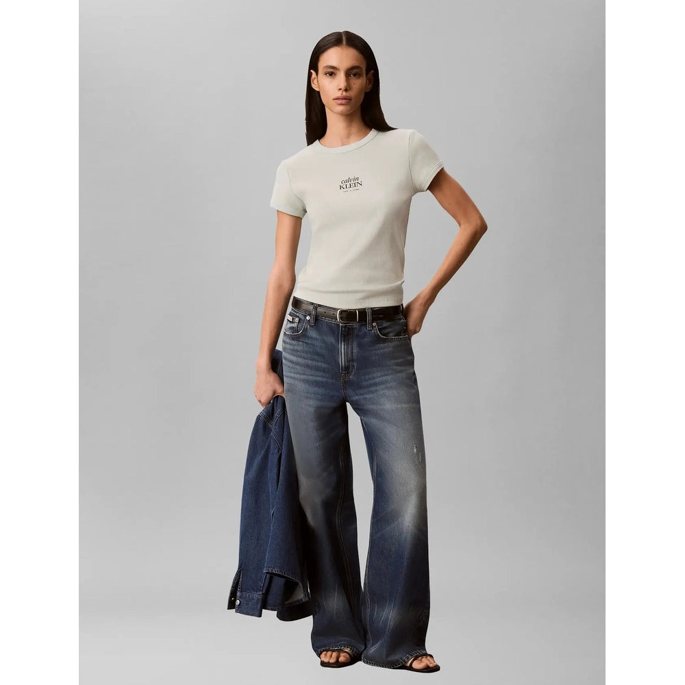 Calvin Klein Baby Rib Logo T-Shirt In Mint