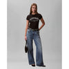 Calvin Klein Womens Graphic Logo Baby T-Shirt In Black