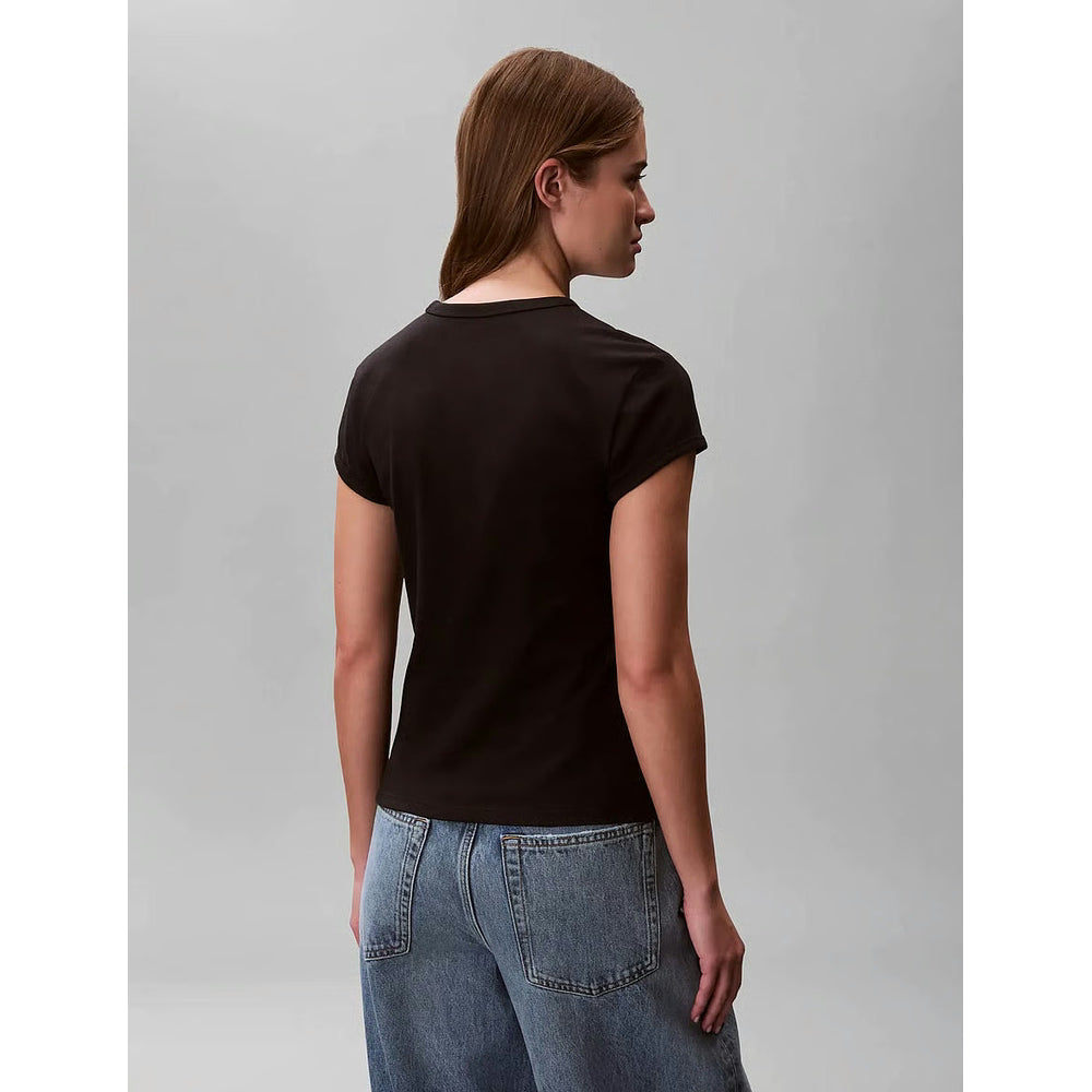Calvin Klein Womens Graphic Logo Baby T-Shirt In Black