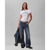 Calvin Klein Womens Graphic Logo Baby T-Shirt In White