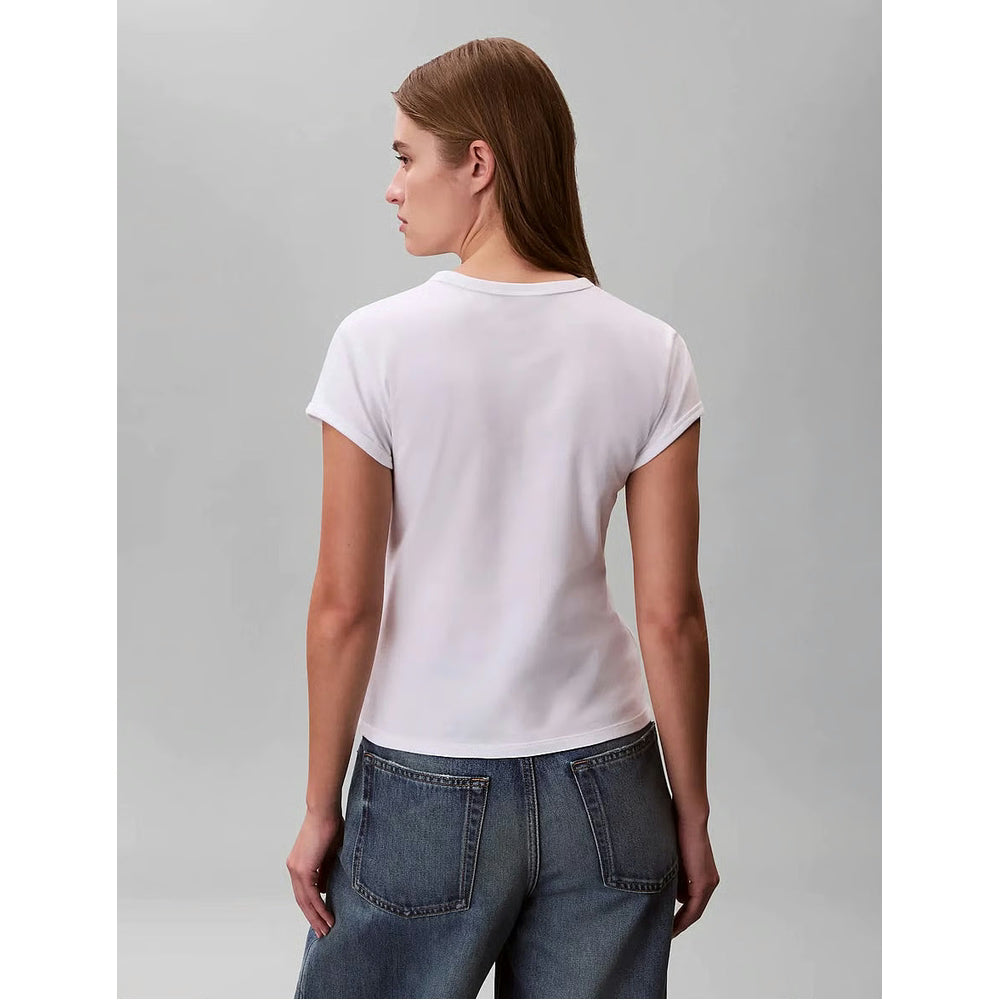 Calvin Klein Womens Graphic Logo Baby T-Shirt In White