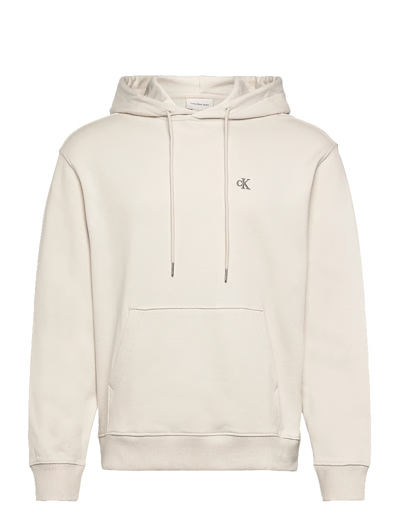 Calvin Klein Mens Terry Monogram Hoodie In Off White