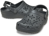 Crocs Womens Classic Floral Cutout Shoes In Charcoal
