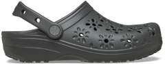 Crocs Womens Classic Floral Cutout Shoes In Charcoal