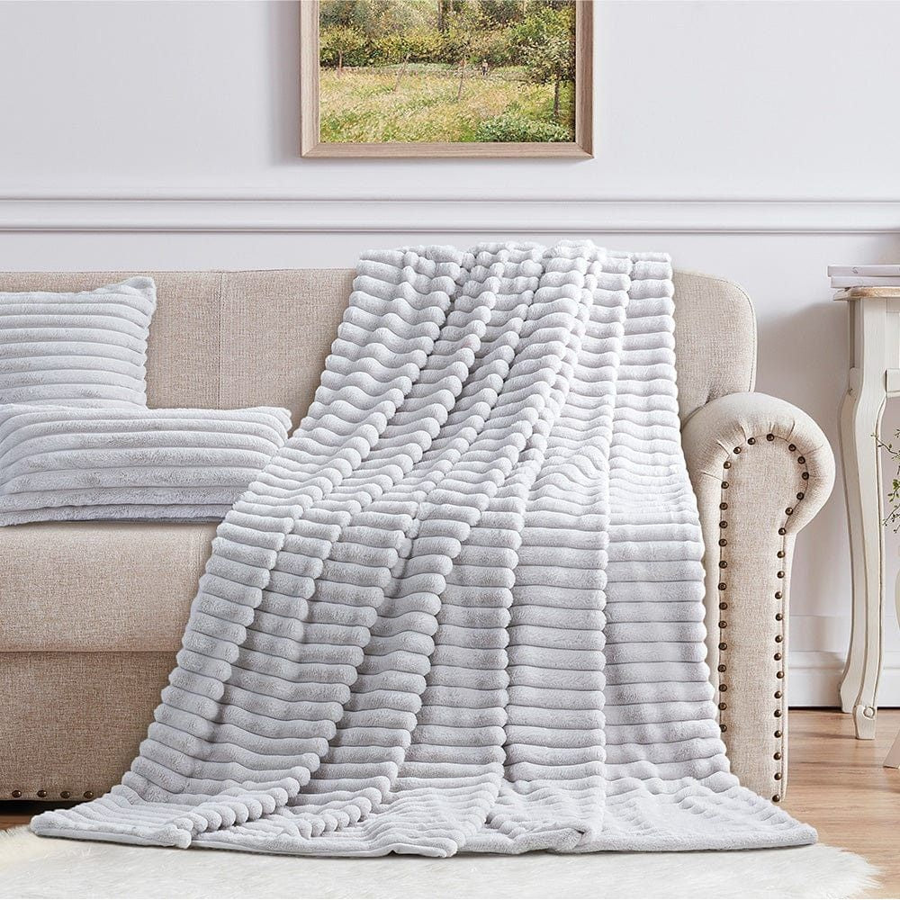 Cotton Co Faux Fur Milan Throw In Silver