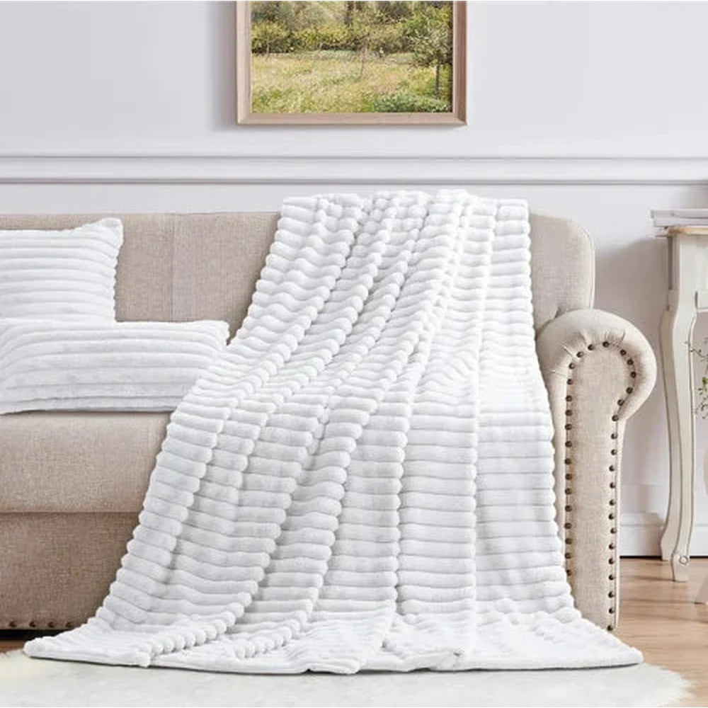 Cotton Co Faux Fur Milan Throw In White