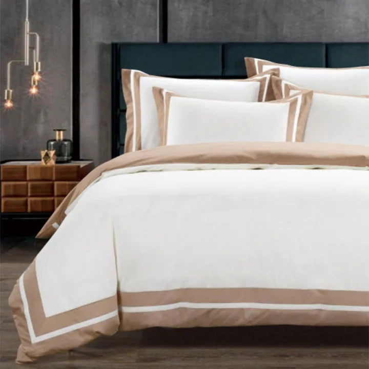 Egyptian Cotton Co Fiorenza Duvet In  Cream & Stone
