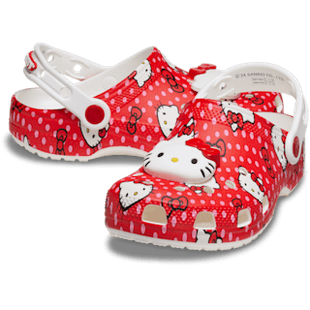 Crocs Girls Hello Kitty Classic Clog Sandals In Red/White Multi