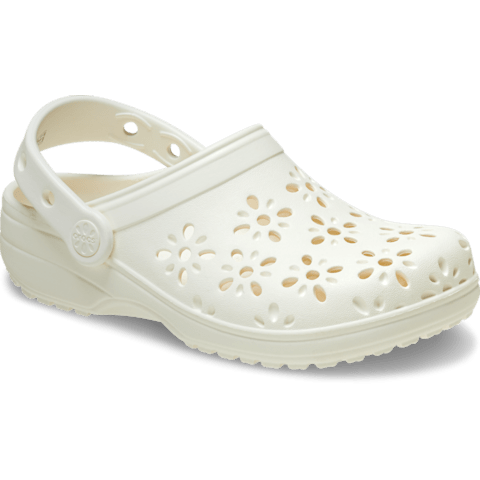 Crocs Girls Classic Cut Out Clog Shoes In Chalk