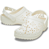 Crocs Girls Classic Cut Out Clog Shoes In Chalk
