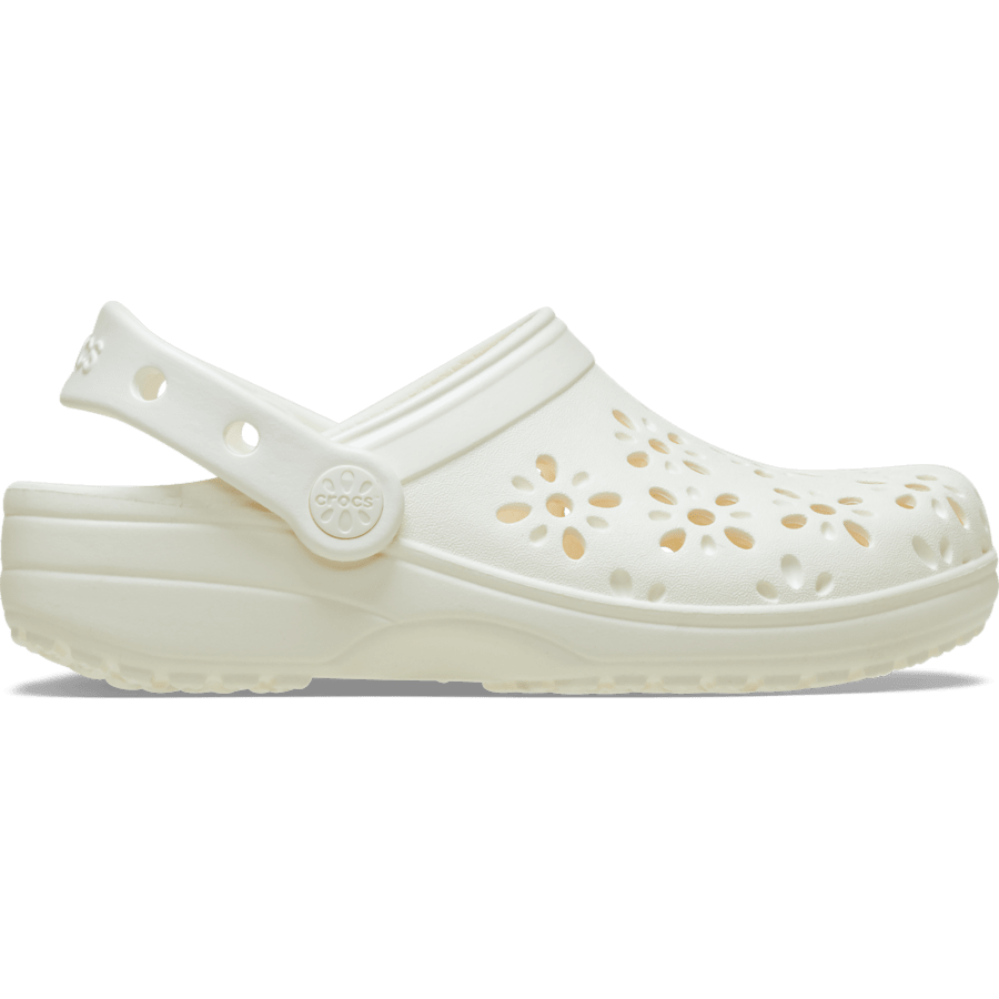 Crocs Girls Classic Cut Out Clog Shoes In Chalk