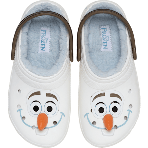 Crocs Kids Frozen Olaf Classic Clog Shoes In White & Black
