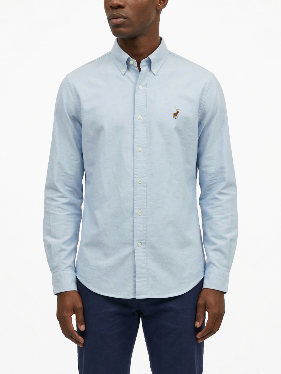Polo Mens Long Sleeve Essential Oxford Shirt In Blue