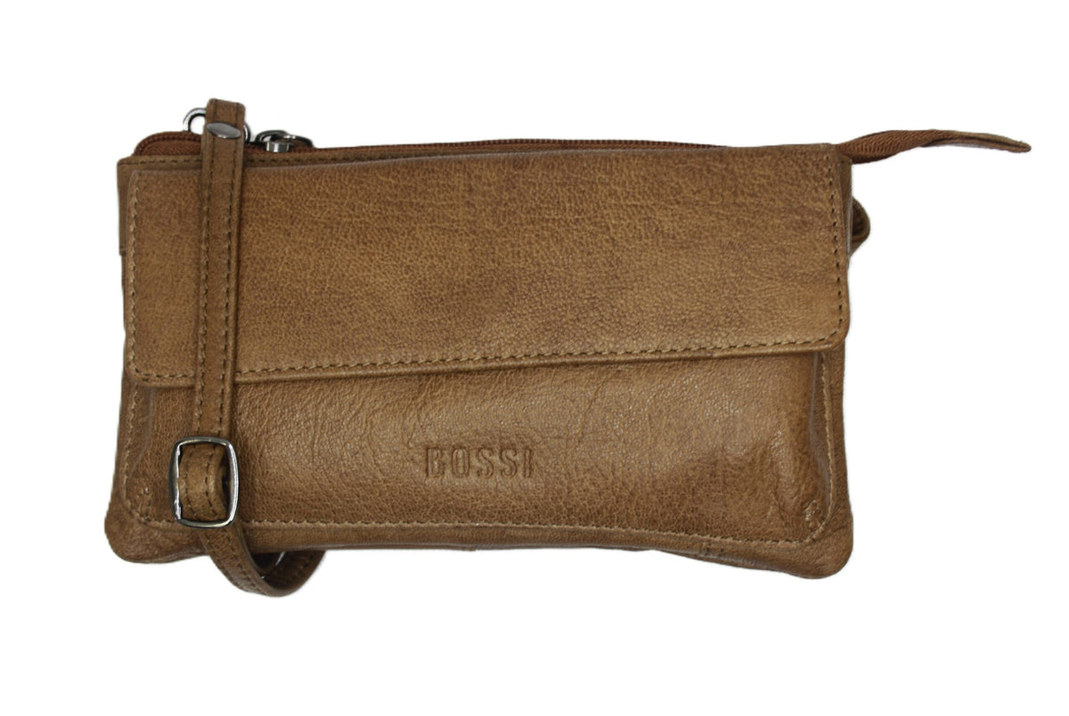 Bossi Crustico Leather Small Sling Bag In Cognac