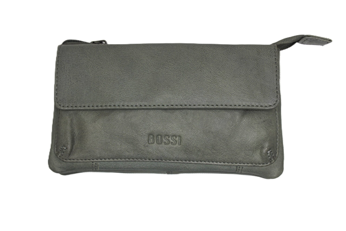 Bossi Crustico Leather Small Sling Bag In Dark Grey