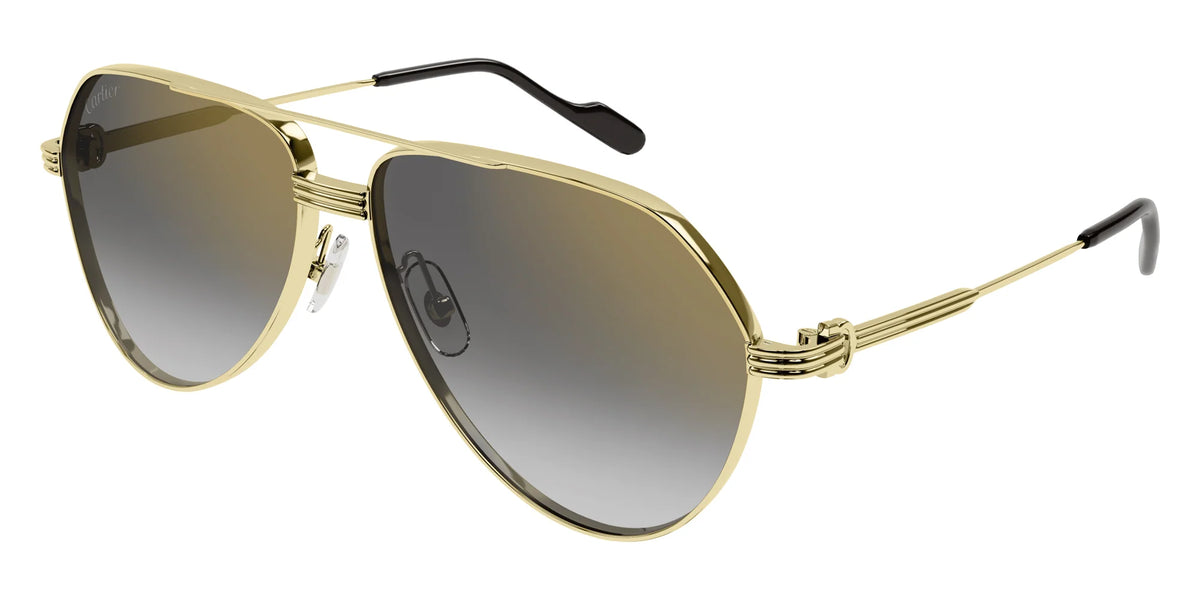 Cartier Premiere de Grey Gradient Mirror Pilot Mens Sunglasses In Gold