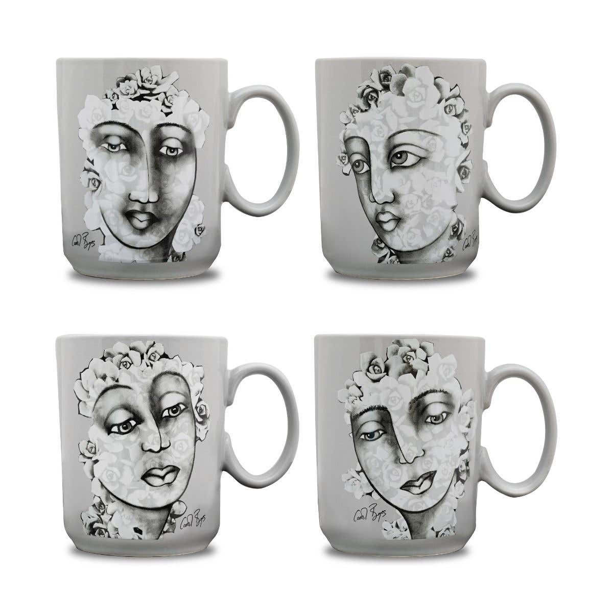 Carrol Boyes Mug Set Of 4 Succulent Faces