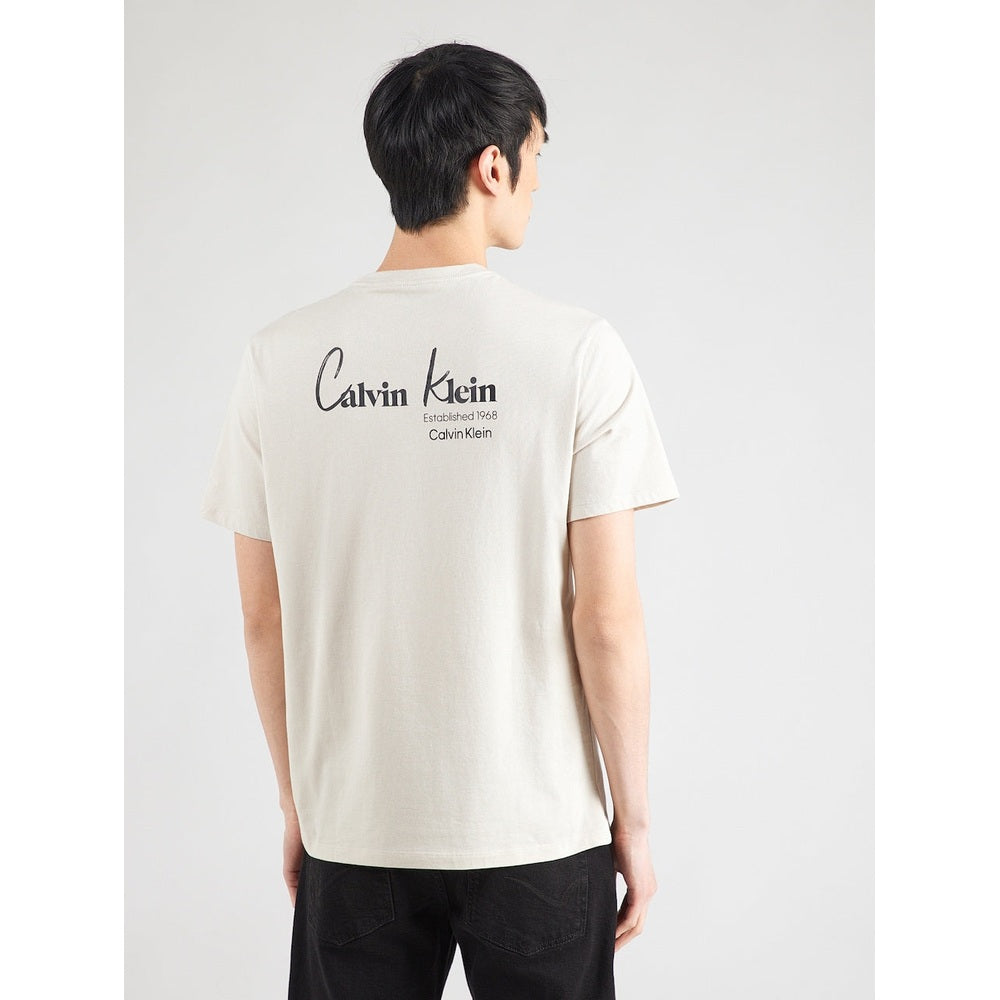 Calvin Klein Mens Eu Jeans Graphic T-Shirt In Beige