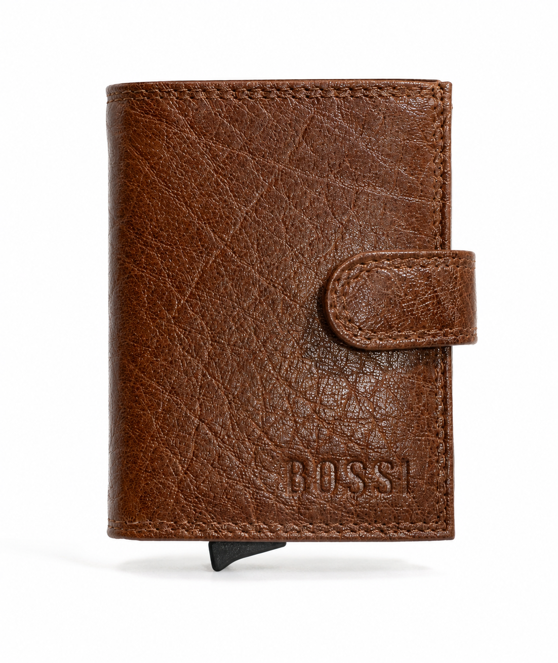 Bossi Mens Mechanism Leather Pop Up Wallet In Brown