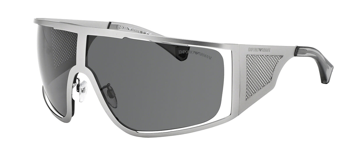 Emporio Armani Mens Metallic Robot Shield Sunglasses In Silver