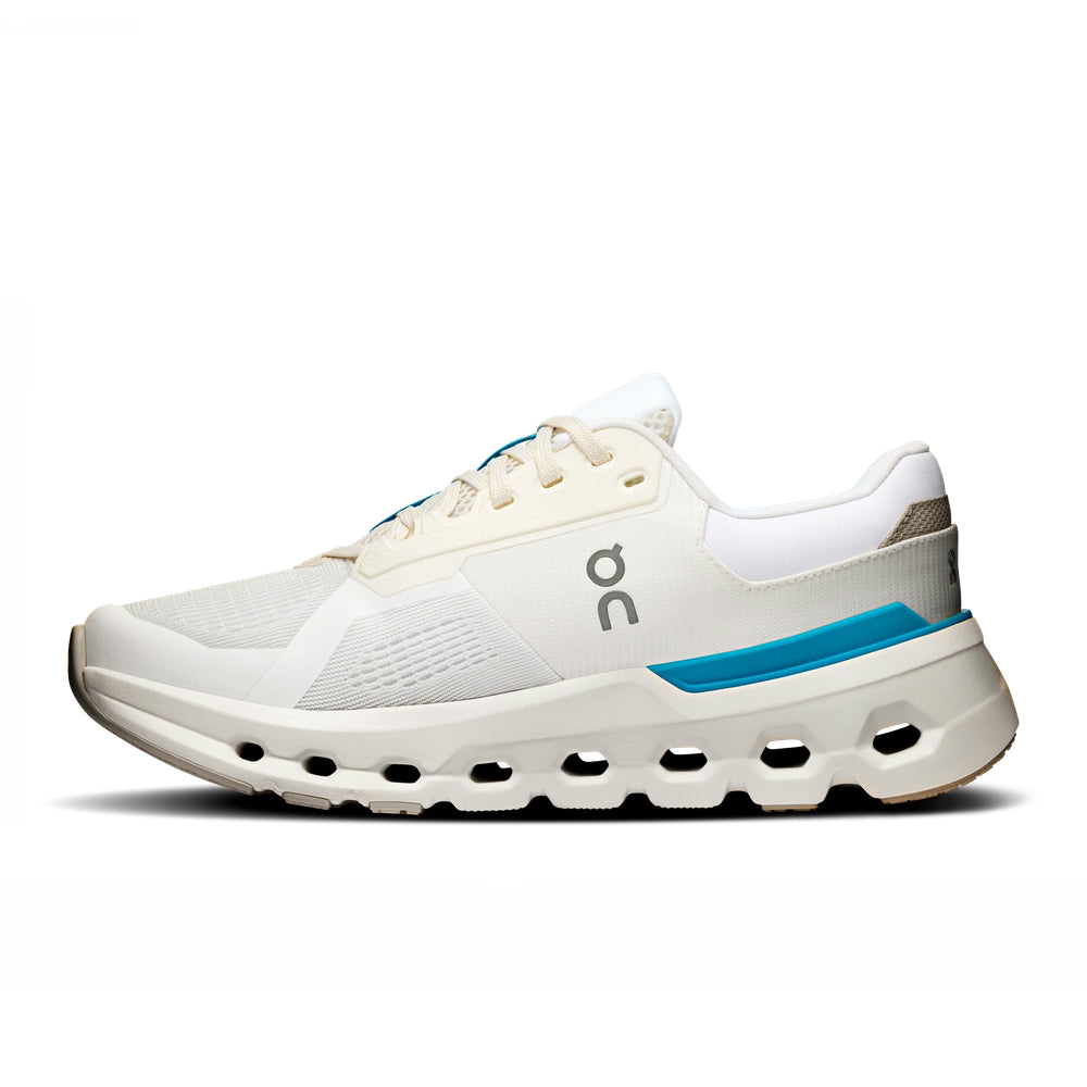 On Womens Cloudrunner 2 Sneakers In White/Horizon