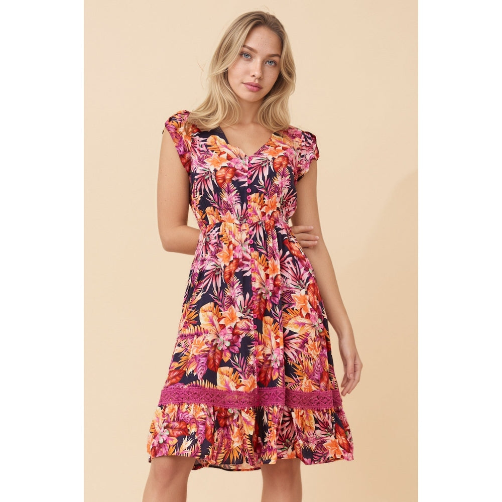 Izabel London Floral Dress In Navy Multi