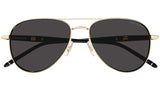 Mont Blanc Grey Lens Pilot Unisex Suglasses In White Gold