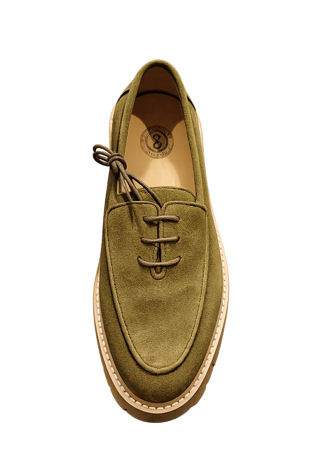 Zerga Mens Lazio Leather Suede Shoes In Olive