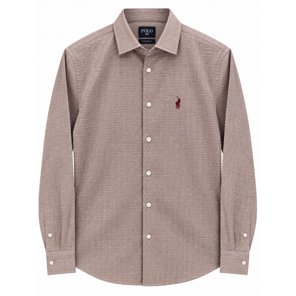 Polo Mens Dobby Premium Long Sleeves Shirt In Red