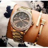 Daniel Klein Ladies Gunmeatl Dial Watch In Gold