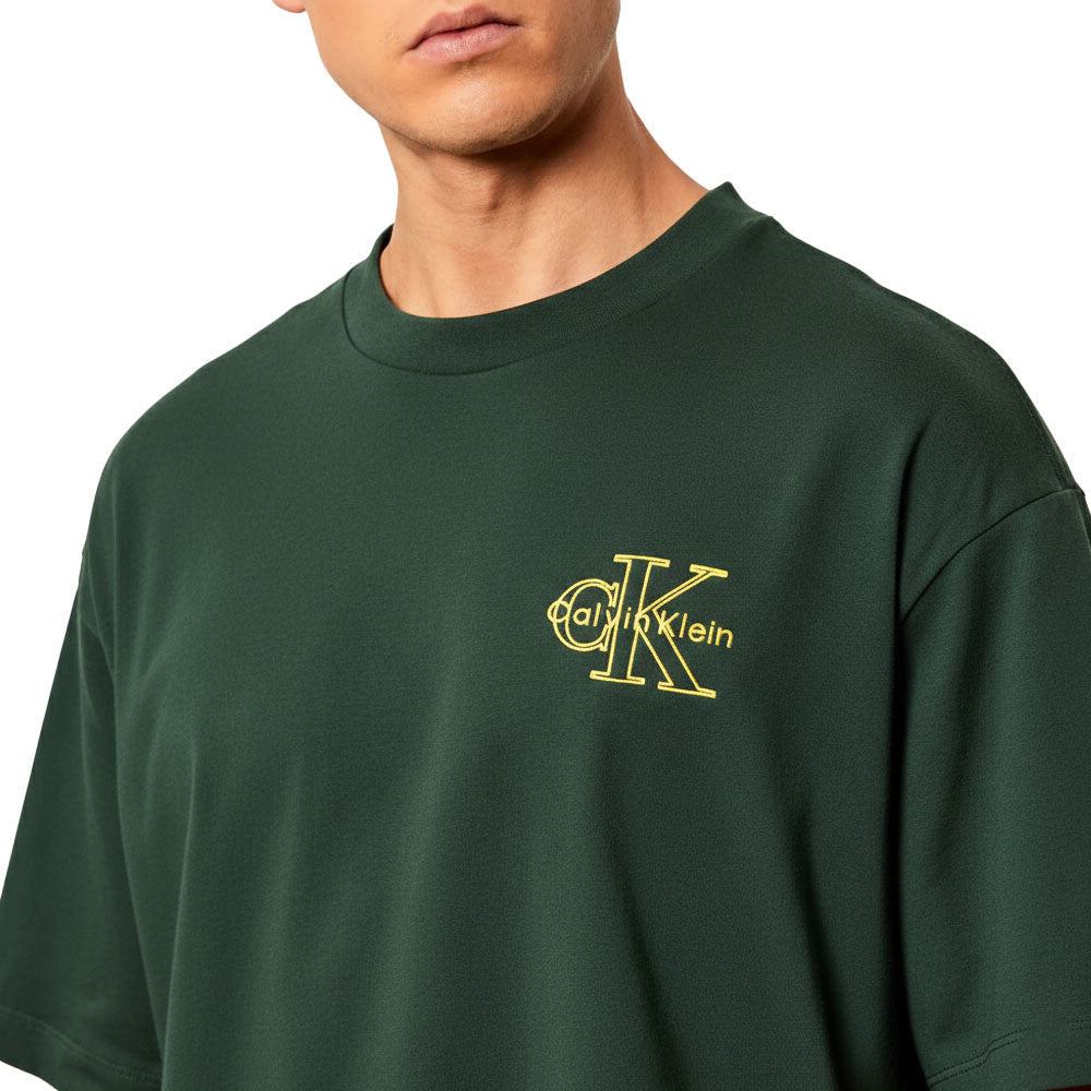 Calvin Klein Mens Seasonal Monologo T-Shirt In Dark Green