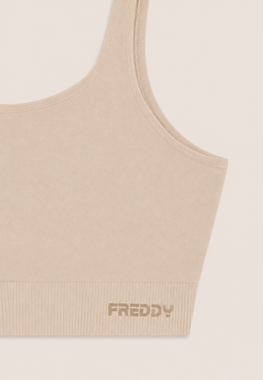 Freddy Womens Knitted Seamless Sports Top In Beige