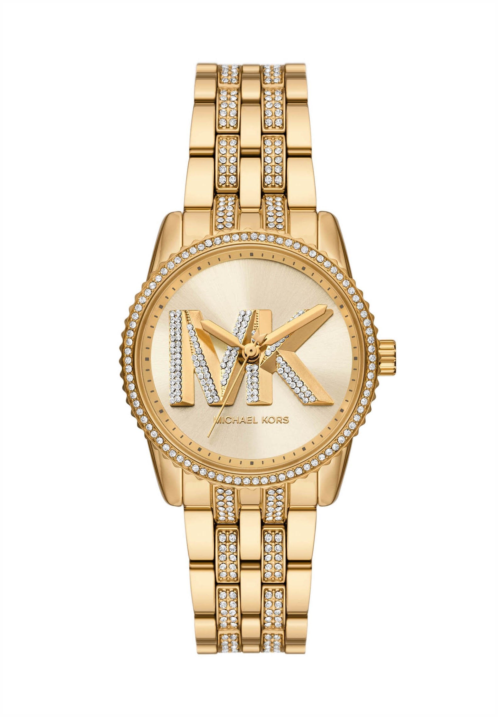 Micheal Kors Womens Byrant Stainless Steel Cubic Zirconia Watch In Gold