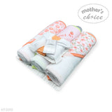 Mother's Choice Unisex Kids 3Pc Hooded Towels And 3Pc Facecloths In White/Peach