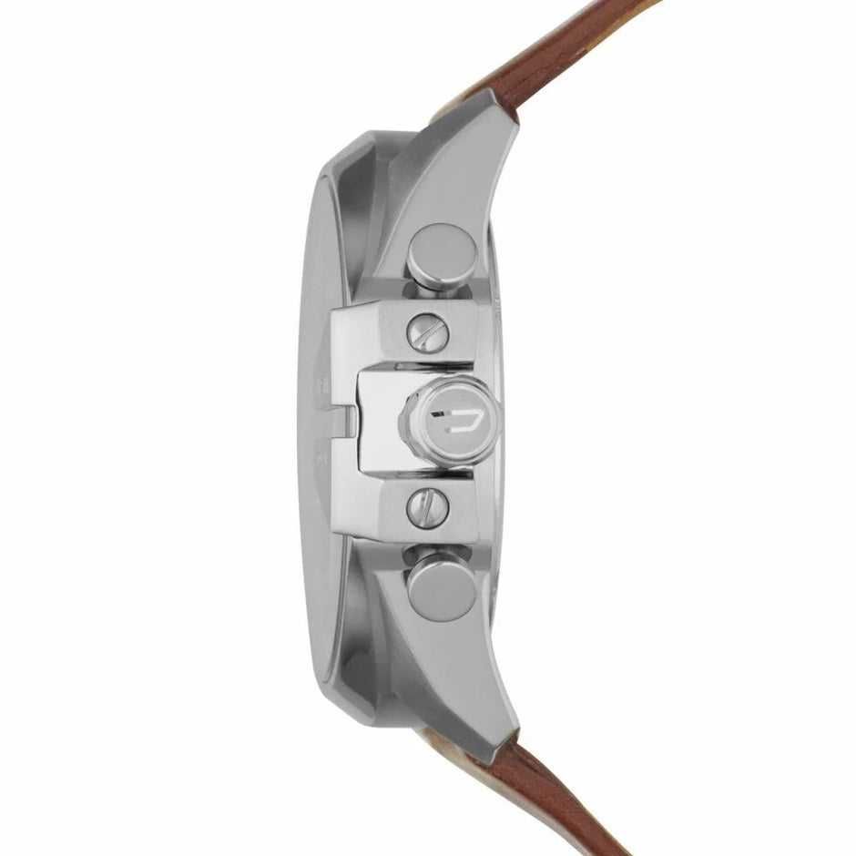 Diesel Men Mega Chief Brown Leather Black Face