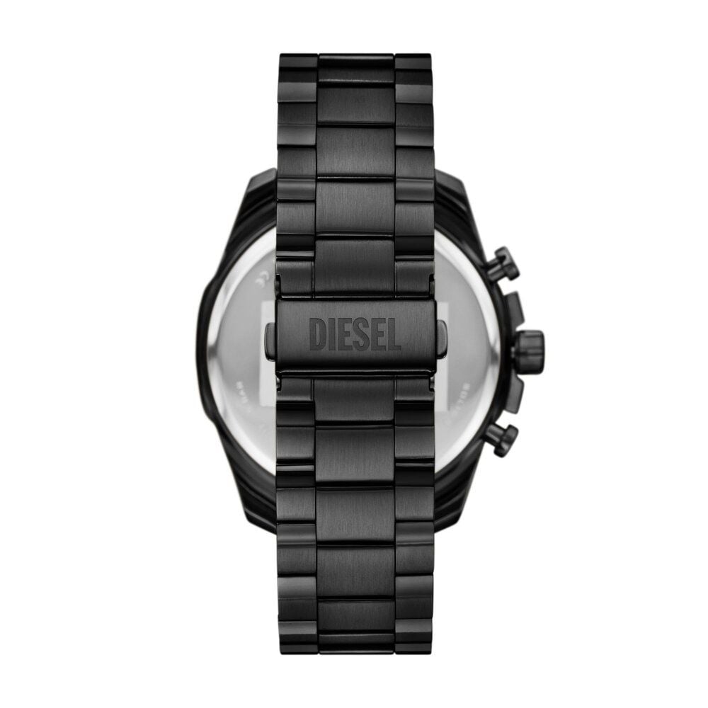 Diesel Mens Mega Chief Slim Chronograph Stainless Steel Watch In Gunmetal Black/Blue Brown Dial