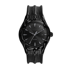 Diesel Mens Vert Leather Watch In Black