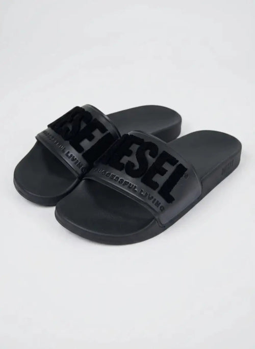 Diesel Mens Mayemi Flock Sandals In Black