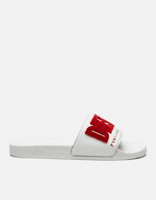 Diesel Mens Mayemi Flock Sandals In White