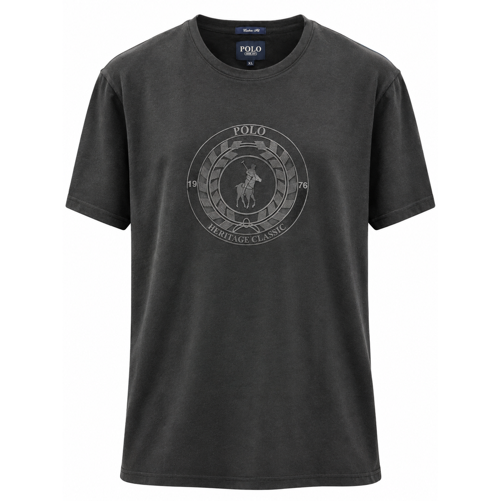 Polo Mens Logo Crest Print Short Sleeves T-Shirts In Black