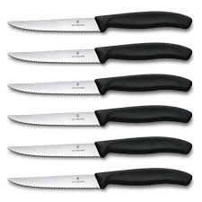 Victorinox 6 Piece Steak Pointed Knives Box In Black