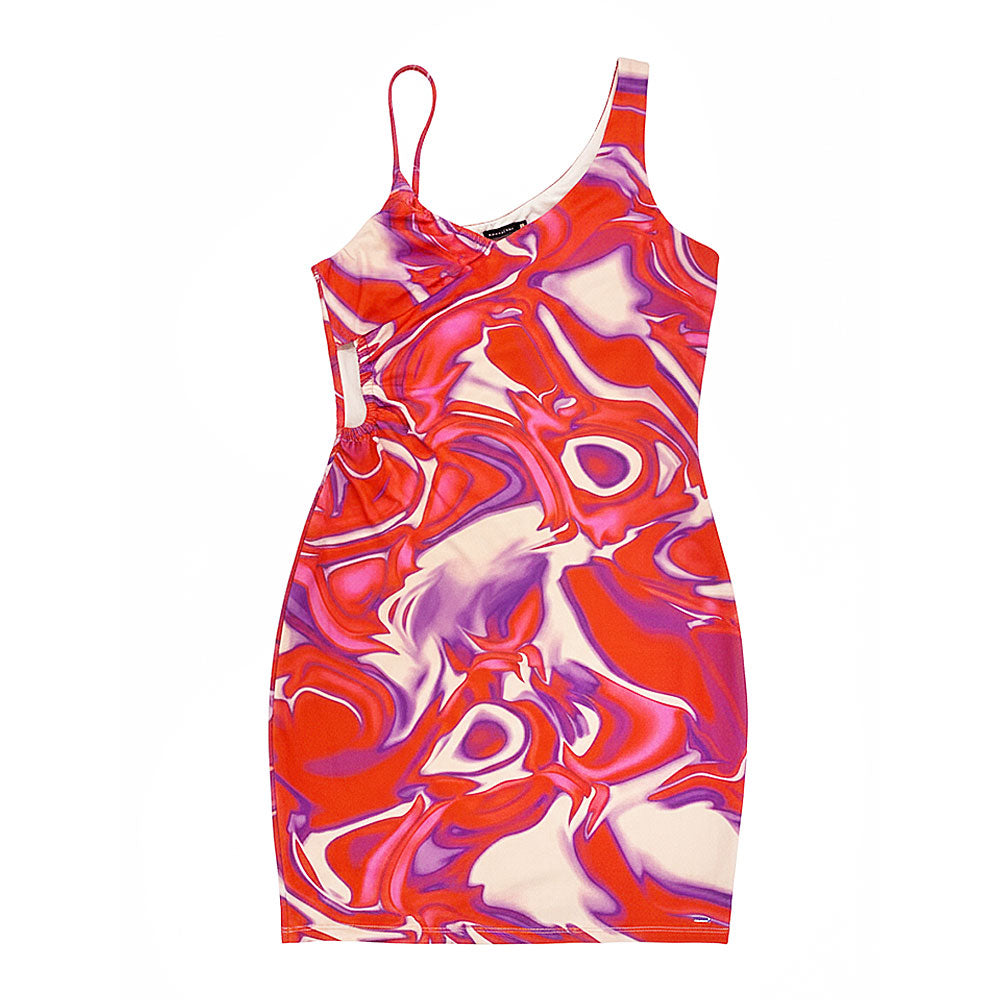 Sissy boy Ladies Asymmetric Dress In Orange