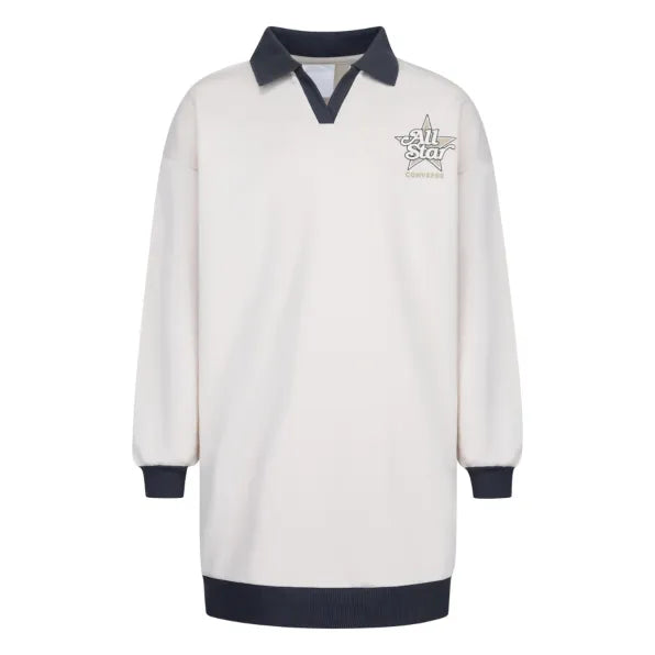 Converse Girls Long Sleeve Polo Dress In Natural