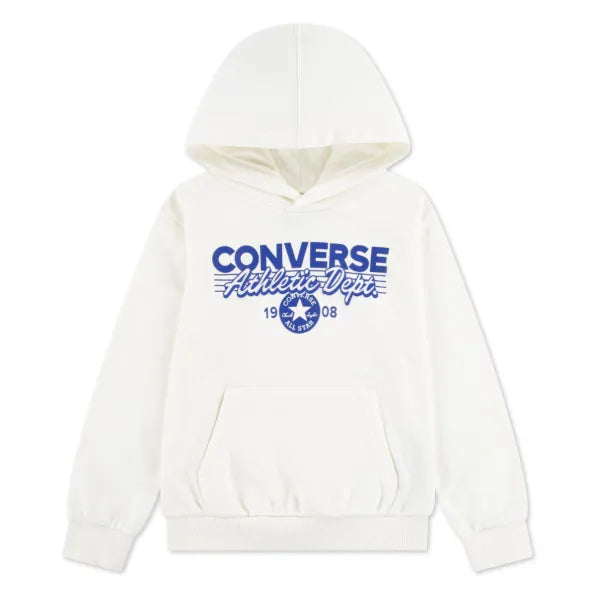 Converse Boys Bleacher Athletic Pull Over Hoodie In Egret