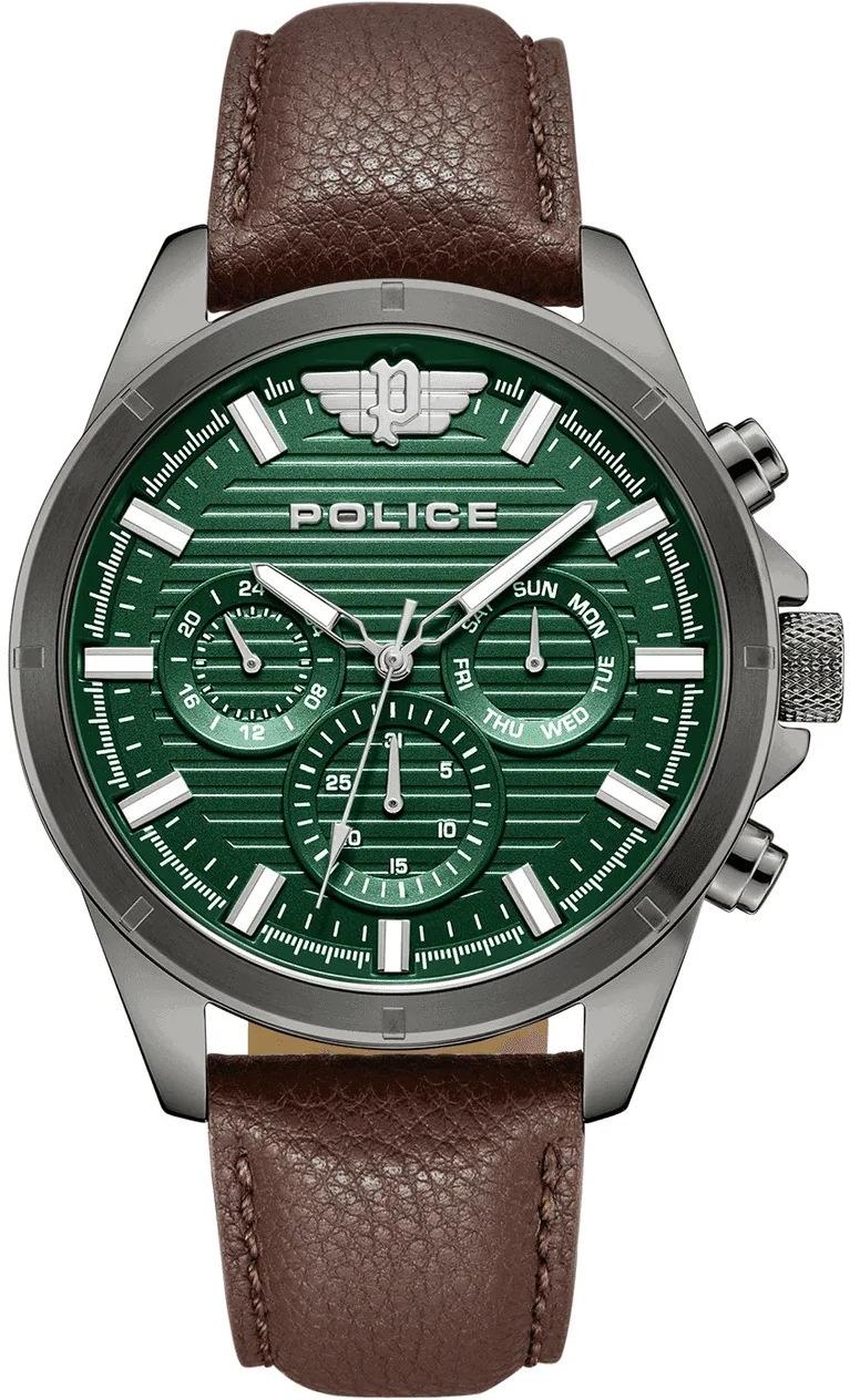 Police Mens Malawi Leather Watch In Brown