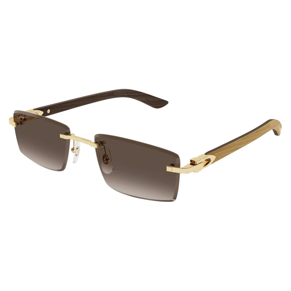Cartier C Décor Rectangle Mens Sunglasses In Gold