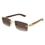 Cartier C Décor Rectangle Mens Sunglasses In Gold