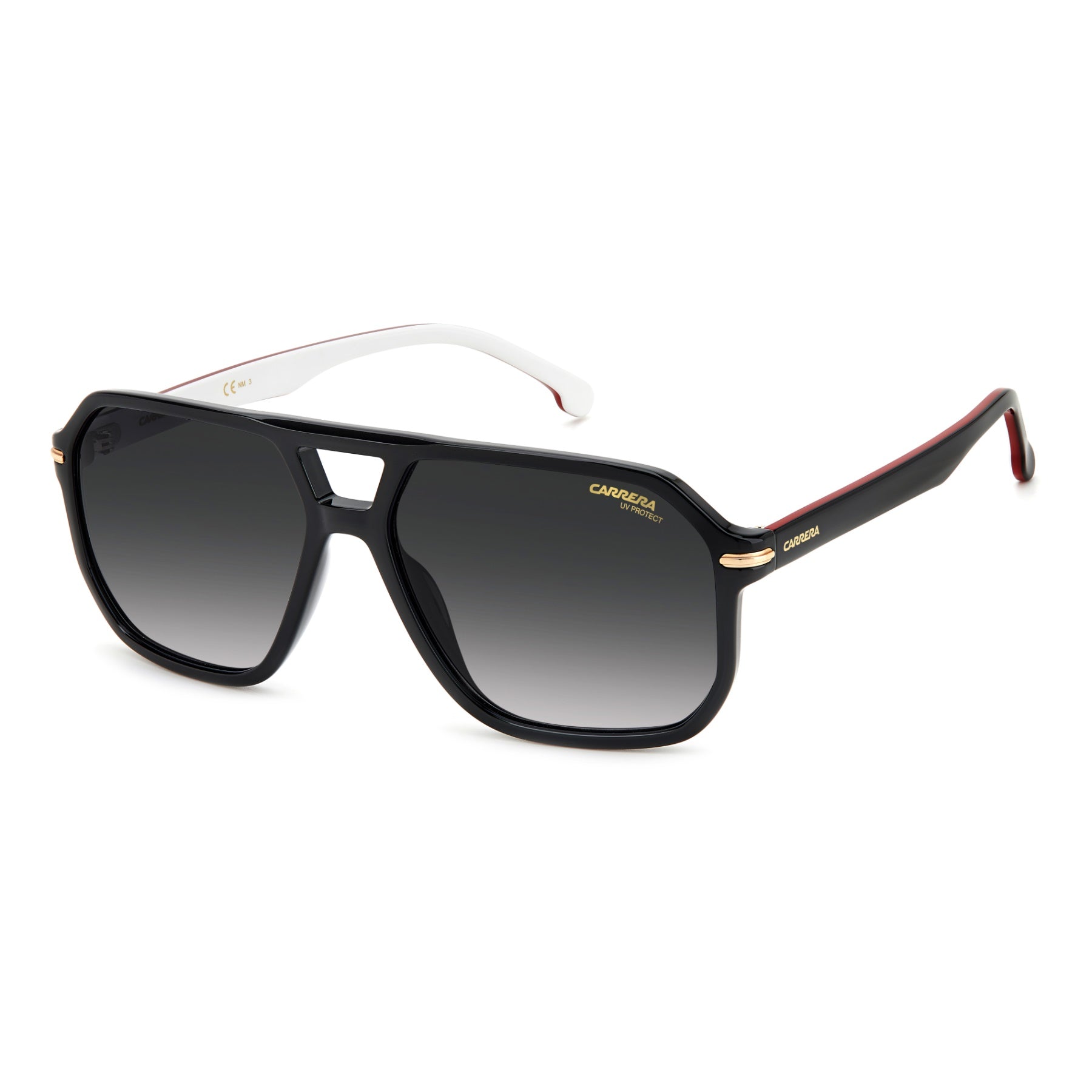 Carrera Square Double Bridge Sunglasses In Black & White