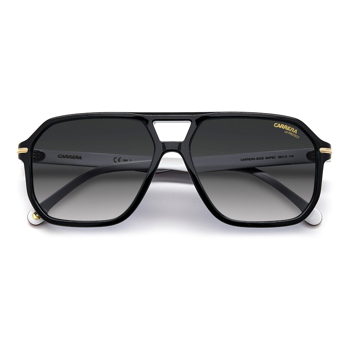 Carrera Square Double Bridge Sunglasses In Black & White