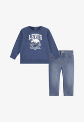 Levis Boys Sweatshirt And Pant Set In Vintage Indigo